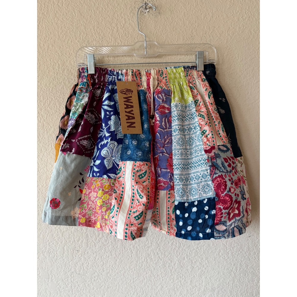 Wayan Short Patch RD48714OS013 Multi Color Cotton Boho Shorts NWT